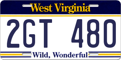 WV license plate 2GT480