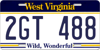 WV license plate 2GT488