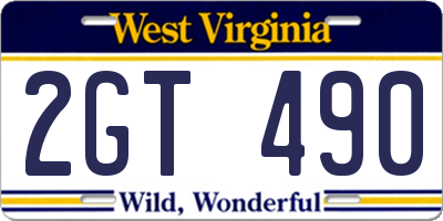 WV license plate 2GT490