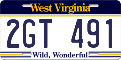 WV license plate 2GT491
