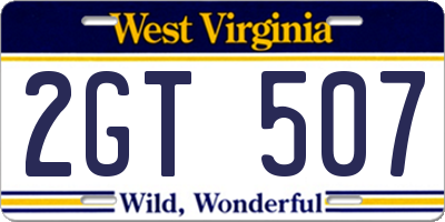 WV license plate 2GT507