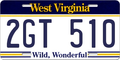 WV license plate 2GT510