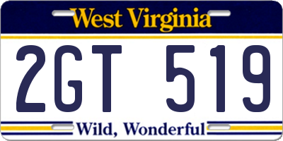WV license plate 2GT519