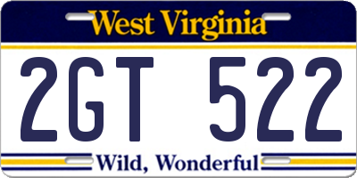 WV license plate 2GT522