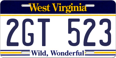 WV license plate 2GT523