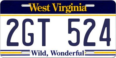 WV license plate 2GT524