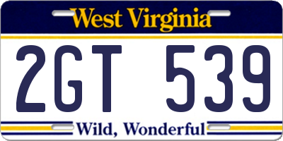 WV license plate 2GT539