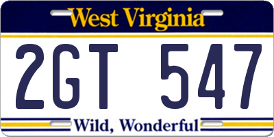 WV license plate 2GT547