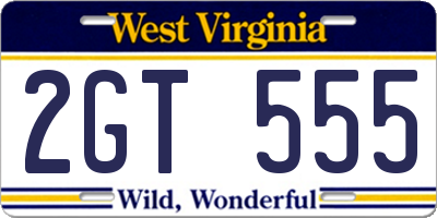 WV license plate 2GT555