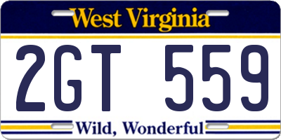 WV license plate 2GT559