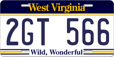 WV license plate 2GT566