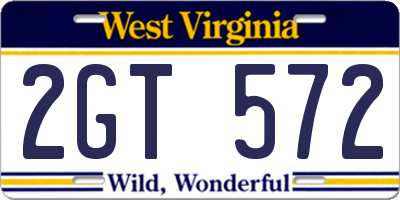 WV license plate 2GT572