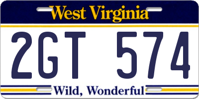 WV license plate 2GT574