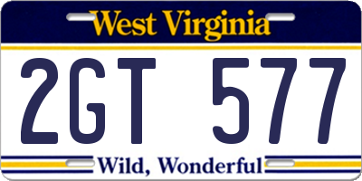 WV license plate 2GT577