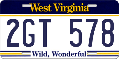 WV license plate 2GT578