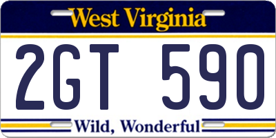 WV license plate 2GT590