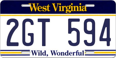 WV license plate 2GT594
