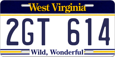 WV license plate 2GT614