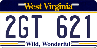 WV license plate 2GT621