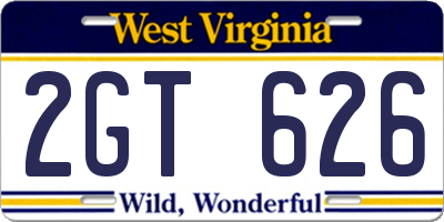 WV license plate 2GT626