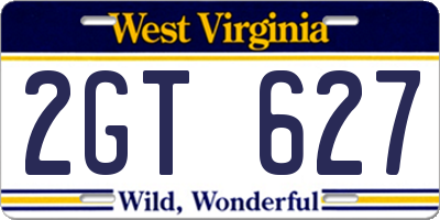 WV license plate 2GT627