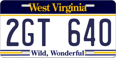 WV license plate 2GT640