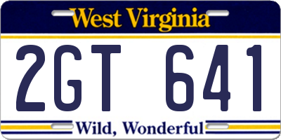WV license plate 2GT641