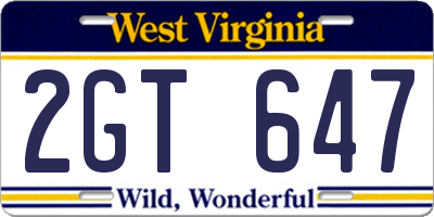 WV license plate 2GT647