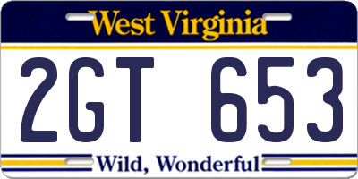 WV license plate 2GT653
