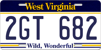 WV license plate 2GT682