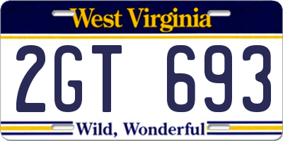 WV license plate 2GT693