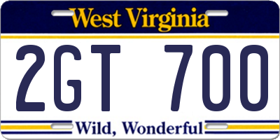 WV license plate 2GT700