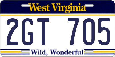 WV license plate 2GT705
