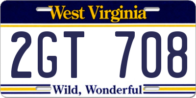 WV license plate 2GT708