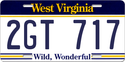 WV license plate 2GT717