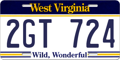 WV license plate 2GT724