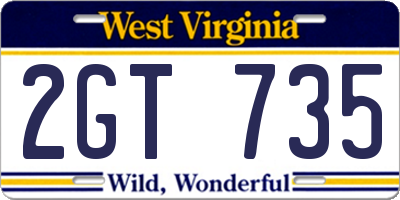 WV license plate 2GT735