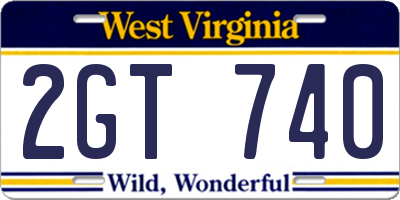 WV license plate 2GT740