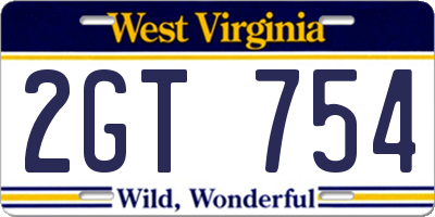 WV license plate 2GT754