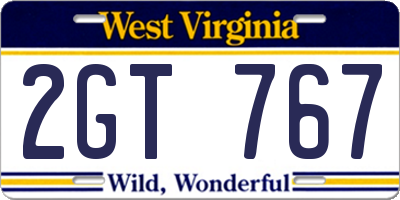 WV license plate 2GT767