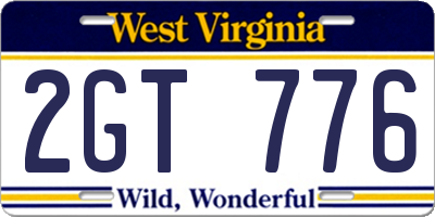 WV license plate 2GT776