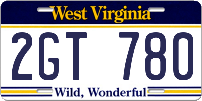 WV license plate 2GT780