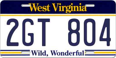 WV license plate 2GT804