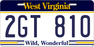 WV license plate 2GT810