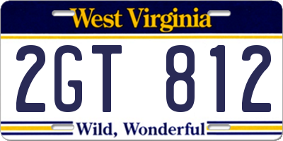 WV license plate 2GT812