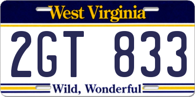 WV license plate 2GT833