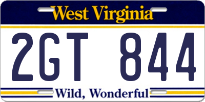 WV license plate 2GT844