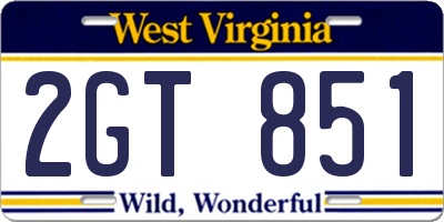 WV license plate 2GT851