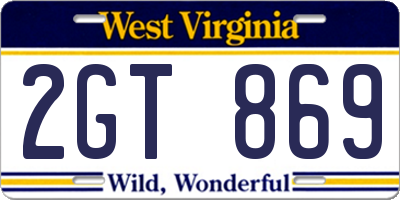 WV license plate 2GT869