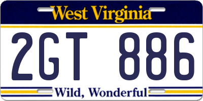 WV license plate 2GT886